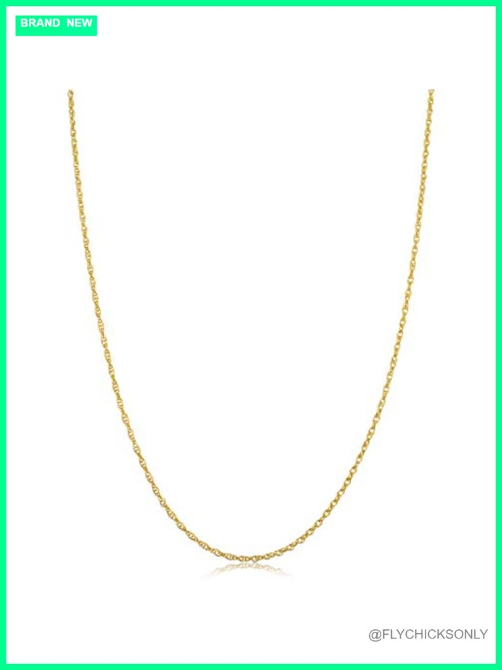 10K Yellow Gold Rope Chain Necklace for Women